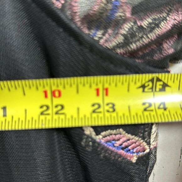 Catherines Black Floral Embroidered Mesh Blouse Womens 4X Elegant Boho Romantic - Picture 15 of 16